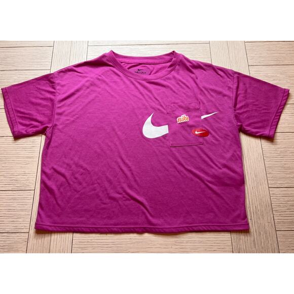 Nike Tops - Nike cropped short sleeve‎ hot pink dri-fit sz XS workout athletic t shirt.